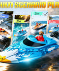 High Speed 12 Inch RC Boat For Pool Fun With Remote Control Top Speed 25 KPH Kid And Adult Friendly Durable Waterproof Hull Easy To Use Rad Summer Toy For Backyard Water Adventures And Weekend Racer racing in water