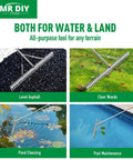 36 Inch Aluminum Garden Rake With 76 Inch Long Handle And 37 Tines used for leveling asphalt, clearing weeds, pond and pool cleaning