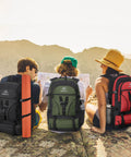 Three travelers with Expandable Hiking Backpack 40L To 50L For Men And Women Flight Approved Carry On Ready Travel Daypack