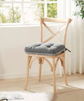 Ultra Comfy Memory Foam Chair Cushions Set Of 4 For Indoor Outdoor Use 15.5 By 15.5 By 3.5 Inches Grey Cushion on wood chair