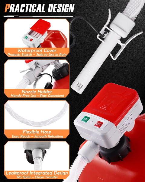 Battery Powered Gas Can Pump For Quick Fuel Transfers, Electric Siphon Pump With Auto Stop At 3.4 GPM, detail view