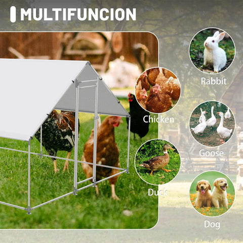 Walk In Metal Chicken Coop With Water Resistant Cover And Anti UV Roof Durable Galvanized Steel Pen for various animals