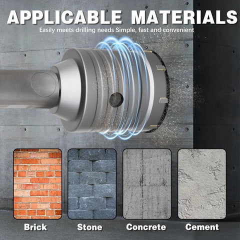 Heavy Duty Concrete Hole Saw Kit With 7 Tungsten Steel Masonry Drill Bits For Stone Brick And Cement Wall Drilling Including Sds Plus And Max Connectors To Get The Job Done Fast, used on brick and concrete
