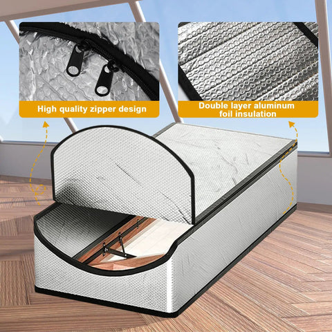 Stairway Insulation Cover for Attic Doors with zipper and foil bubble barrier, fits 25 x 54 x 11 inch, energy-saving attic tent
