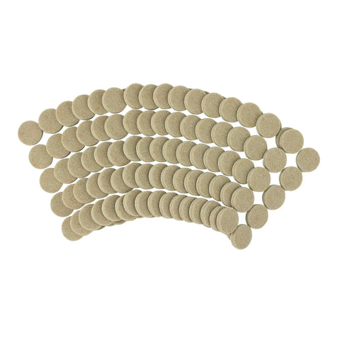 Heavy Duty Self Adhesive 1-Inch Round Tan Furniture Felt Pads 160-Piece Value Pack in Resealable Bag arranged in a row
