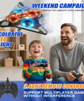 Father and son playing with Foam Remote Control Airplane For Kids And Adults Easy To Fly With Stable Hover 360 Flips Circle Flying LED Light 2.4GHz Great For Beginners And Teens Fun Christmas And Birthday Gift indoors
