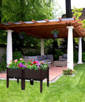 Elevated Two Box Raised Garden Bed With Drainage For Vegetables Herbs And Flowers in a garden under pergola