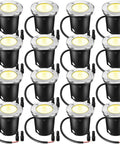 16 Pack 3W LED Well Lights For Low Voltage Outdoor Landscape Lighting Kit With 32 Connectors In Ground Waterproof Warm White