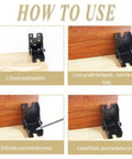 Skip The Hassle With These Heavy Duty Folding Table Leg Brackets In Black, installation steps shown with detailed black brackets.