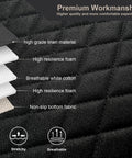 Premium Linen Front Car Seat Cover With Cushioned Pad, Sideless Design, material layers and features, black, high resilience foam