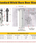 Two Panel Bifold Barn Door Kit For 30 Inch Openings Space Saving Indoor Sliding Door With Folding Panels And Hardware size guide chart