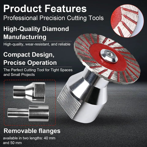 Built Tough 1.57 Inch Diamond Saw Blade Set With Segmented Wavy Edge And Quick Swap Flange close-up showing diamond edges and flanges.