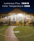 House illuminated at night using 2 Pack 250W LED Flood Lights Outdoor With US Plug, 25500 Lumens, 6000K Daylight White