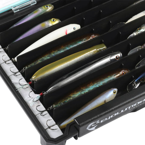 BallistiX Twitch Tackle Tray For Jerkbaits And Topwaters Waterproof Lure Box with jerkbaits organized in compartments