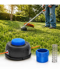 Up Your Lawn Game With This Premium T25 Tap Feed Trimmer Head Repair Kit For Husqvarna 225RJ Brushcutter Featuring Complete Head Blue Bump Knob And Spring To Replace Old Parts Fast on grass