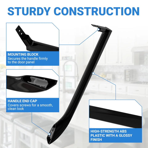 Refrigerator Door Handle Set Of 2 Replacement For 5304506471 Black Gloss Finish Durable Kit With Easy Install, detailed view