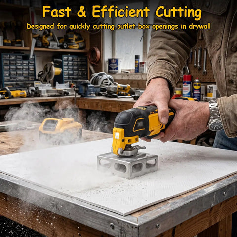 2 Pack Square Slot Cutter For Oscillating Multi Tool, Quick Clean Drywall Outlet Box Openings For Single Gang Boxes, Pro Grade, Compatible With 20V Dewalt And 18V Milwaukee, Heavy Duty Hardened Steel Construction For Precise Sheetrock Cut In used on drywall