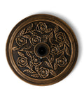 Heavy 20 Pound Patio Umbrella Base Stand With Antique Bronze Rose Medallion Finish Fits 1.5 To 1.9 Inch Poles With Adapters 18 Inch Round Outdoor Umbrella Holder For Deck Patio And Backyard top view