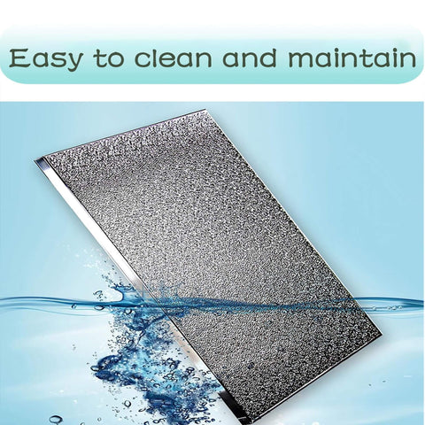 Close-up of waterproof and oil-resistant heat shield board for gas and electric stoves, shown in water to illustrate ease of cleaning.