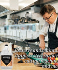 Chef using Top Notch Ultrapure Mineral Oil For Cutting Boards And All Wood Care 1 Gallon Fragrance Free Food Grade Made In USA