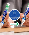 White Grout Pen For Tile Grout Painting And Whitening Waterproof Colorant And Sealer Marker With Narrow Five Millimeter Tip Two Pack With Extra Tips Quick Drying Bleach Free For Cleaner Looking Floors And Bathrooms showing activation instructions