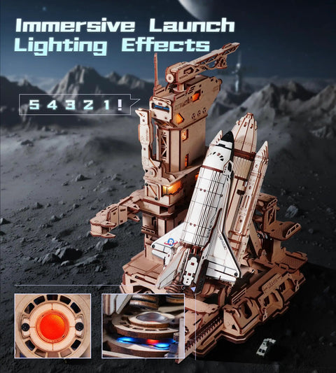 Space Shuttle Dynamic Launch Base With Motorized Lift And LED Light Effects 1 To 420 Scale Collectible Building Kit on display