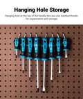 Kontour Screwdriver Set 8-Piece With Mechanics Tray displayed on pegboard, ergonomic handles and hanging hole for storage.