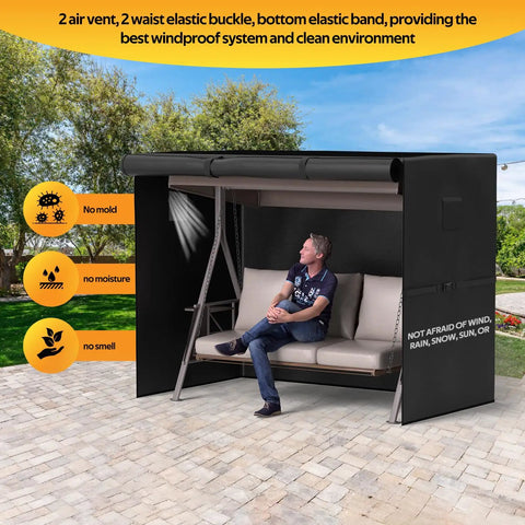 Outdoor Swing Cover For 3 Seater Hammock 600D Waterproof Heavy Duty Garden Glider Chair Cover Patio Furniture Protector on patio