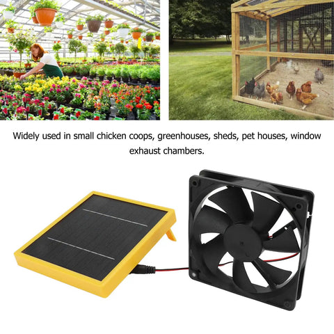 Sun Powered 5W 12V Solar Fan With Bracket Kit For Chicken Coops, Greenhouses, And Sheds, Portable DIY Ventilation Fan With ABS Body, High Efficiency Mono Solar Panel, Quiet Cooling, EZ Install