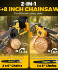 Cordless Mini Chainsaw Compatible With 20V Max Batteries, 6 Inch And 8 Inch Brushless Handheld Pruner in action