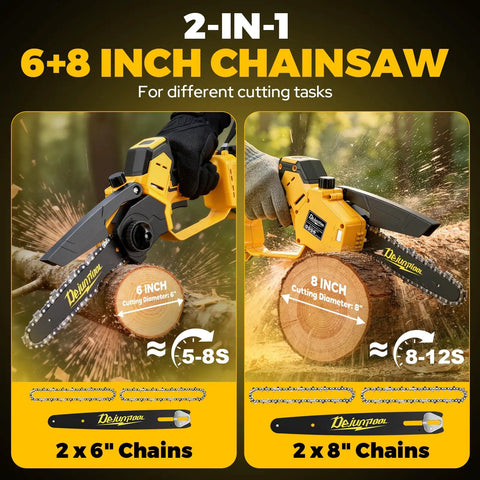 Cordless Mini Chainsaw Compatible With 20V Max Batteries, 6 Inch And 8 Inch Brushless Handheld Pruner in action