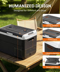 12 Volt Refrigerator With 54 Quart Capacity Portable Freezer Electric Cooler Includes Ac Dc Cords For Road Trips And Camping humanized design with cup holders and iPad slots on camping table