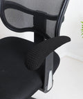 Black office chair with stretchable water resistant jacquard armrest cover for office chair fits 8 to 13 inch arm length and easy fit two point four to three inch width elastic band washable desk chair protection two pieces black.