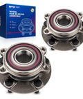 Front Wheel Bearing Hub Assembly Compatible With Mazda CX5 2013 Through 2022 And Mazda 6 2014 Through 2021 Five Lug Direct Fit Replacement With High Grade Bearings CV Shaft Splines Retainers For Quiet Smooth Reliable Driving, showing two hub assemblies and packaging box