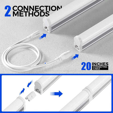 Ultra Bright LED T5 Shop Light 3 Foot 6500K With Built In On Off Switch 16W Low Power Over 1900 Lumens ETL Listed connection methods