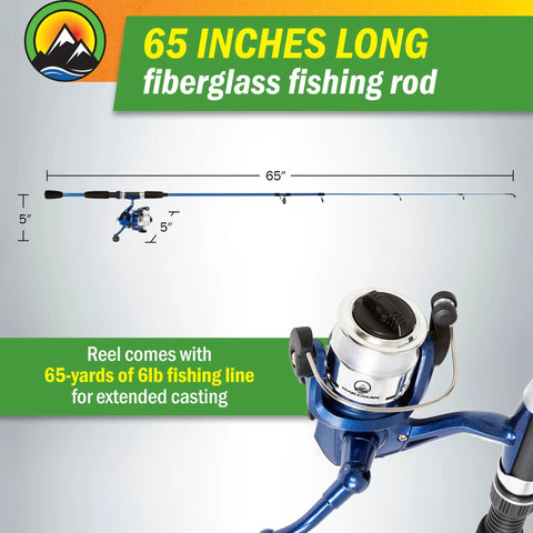 Swarm Series Spinning Rod And Reel Combo With Comfort Grip Split EVA Foam Handle Ultra Lightweight 65 Inch Setup diagram