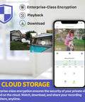 Outdoor WiFi Security Camera 1080P, IP66 Weatherproof Surveillance With Cloud Storage feature displayed on smartphone screen