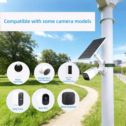 2 In 1 Pole And Wall Mount For Cameras And Solar Panels Compatible With Ring Blink Eufy Arlo Wyze Solar Panels displayed on pole