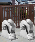 V Groove Gate Roller For Heavy Duty Sliding Gates With Double Bearings Stainless Steel Wheel And Solid Bracket Plate Casters