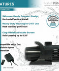 6,100 GPH Submersible Pond Pump With 33 Foot Power Cord And 24 Foot Max Head 354W Ultra Quiet Energy Efficient Workhorse for Koi Ponds