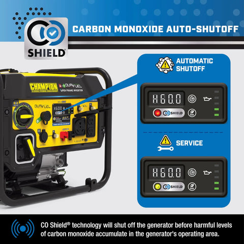5500 Watt Dual Fuel RV Ready Portable Open Frame Inverter Generator with Quiet Technology and CO Shield feature