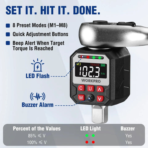 Digital Torque Adapter For Half Inch Drive With Buzzer Alert turns ratchet electronic torque wrench, digital display and LED flash