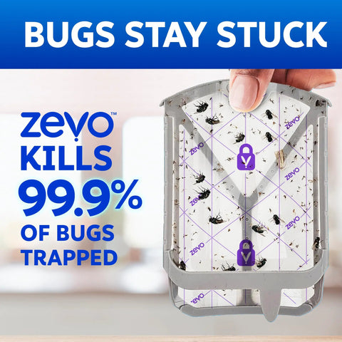 Straight Up Ruthless Flying Insect Trap Refill Cartridges For Fruit Flies And Gnats Total Plug In Pest Control Solution With Blue UV Lure 4 Count, showing a bug trap filled with dead insects.