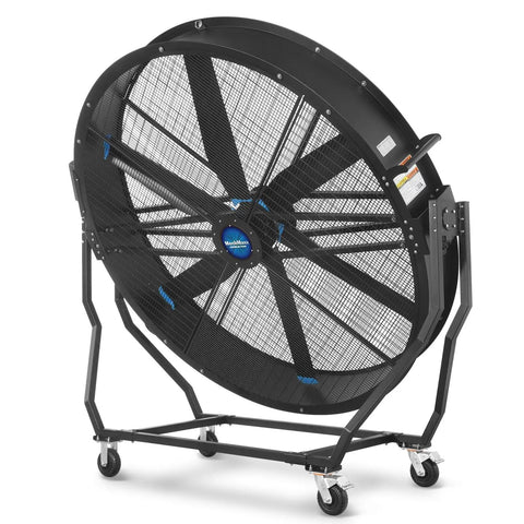 Built Tough 79 Inch Portable Industrial Fan With Pro Grade PMSM Motor tiltable mobile floor blower on sturdy frame.