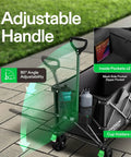 Heavy Duty Collapsible Folding Wagon With 350 Lb Haul Capacity featuring adjustable handle, cup holders, and side pockets