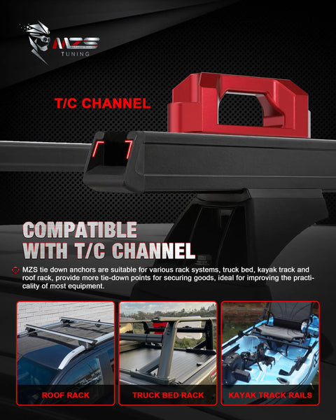 Built Tough T Track Tie Down Anchors For Truck Bed Rails And Tonneau Covers Rock Solid T Slot Cleats Made From 6061 Aluminum In Red on T/C channel.