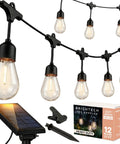 Solar Powered Outdoor Patio String Lights 27 Ft With 12 LED Bulbs Waterproof Shatterproof Edison Style Bulbs Soft White Glow