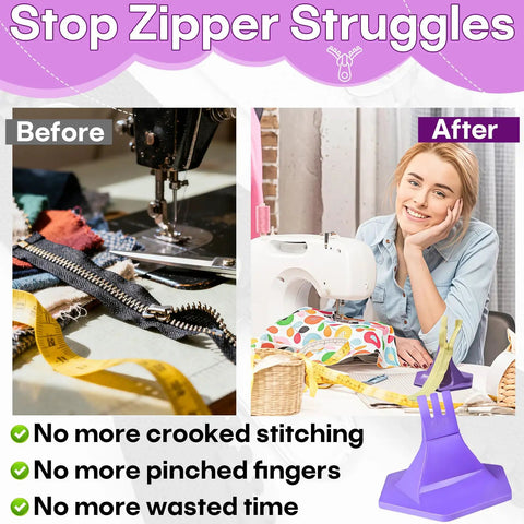 Dead Simple Three Prong Zipper Jig Tool With Self Adhesive Backing for seamless three and five pull zipper repairs.