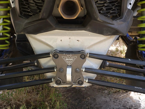 Beefed Up Radius Rods Plate For Can Am Maverick X3 Heavy Duty 6061 Billet Aluminum Plate With D Ring Black Anodized Finish For Extreme Off Road Performance And Durability on X3 rear suspension