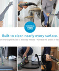 Score A Spotless Shine With Zero Toxic Chemicals This Canister Steam Cleaner Blasts Away Grime On Floors Grout Windows And Autos Using Intense Vapor Power, demonstrating attachment use.